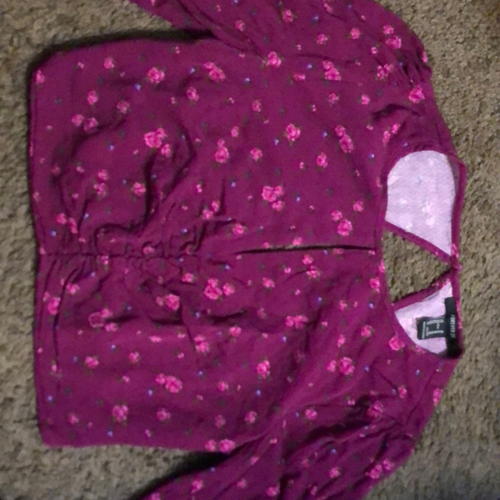 Long sleeve flower print blouse